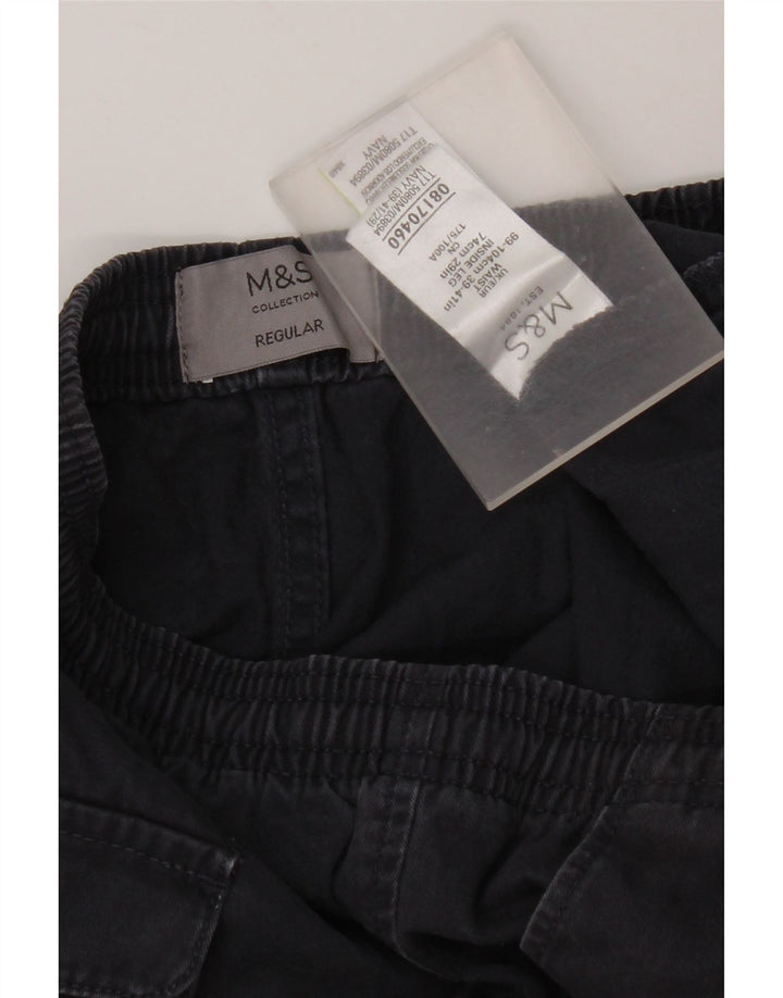 Marks & Spencer Pantalon Chino Regular Homme W39 L29 Bleu Marine Coton