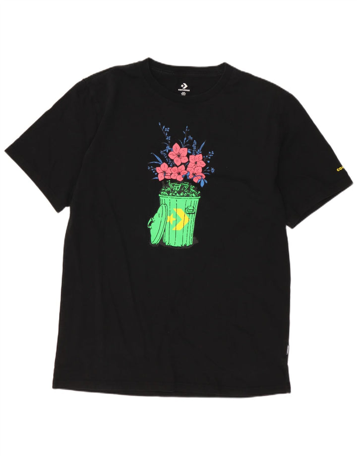 CONVERSE T-Shirt Graphique Homme Noir Moyen Coton Floral