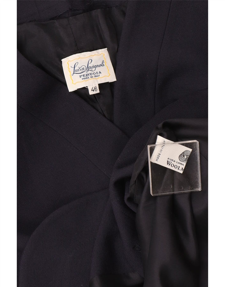 Luisa Spagnoli Veste blazer croisée pour femme IT 46 Large Bleu marine