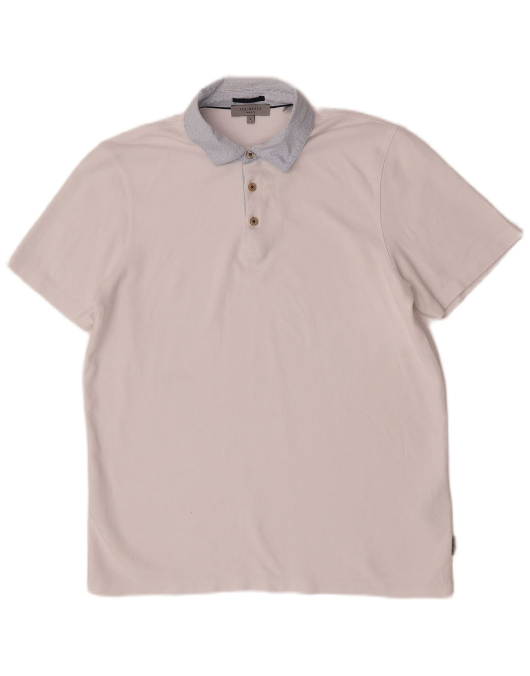 Ted Baker Polo Homme Taille 3 Medium Blanc Viscose