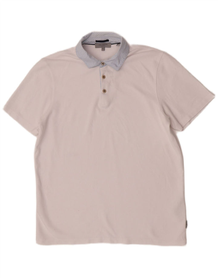 Ted Baker Polo Homme Taille 3 Medium Blanc Viscose
