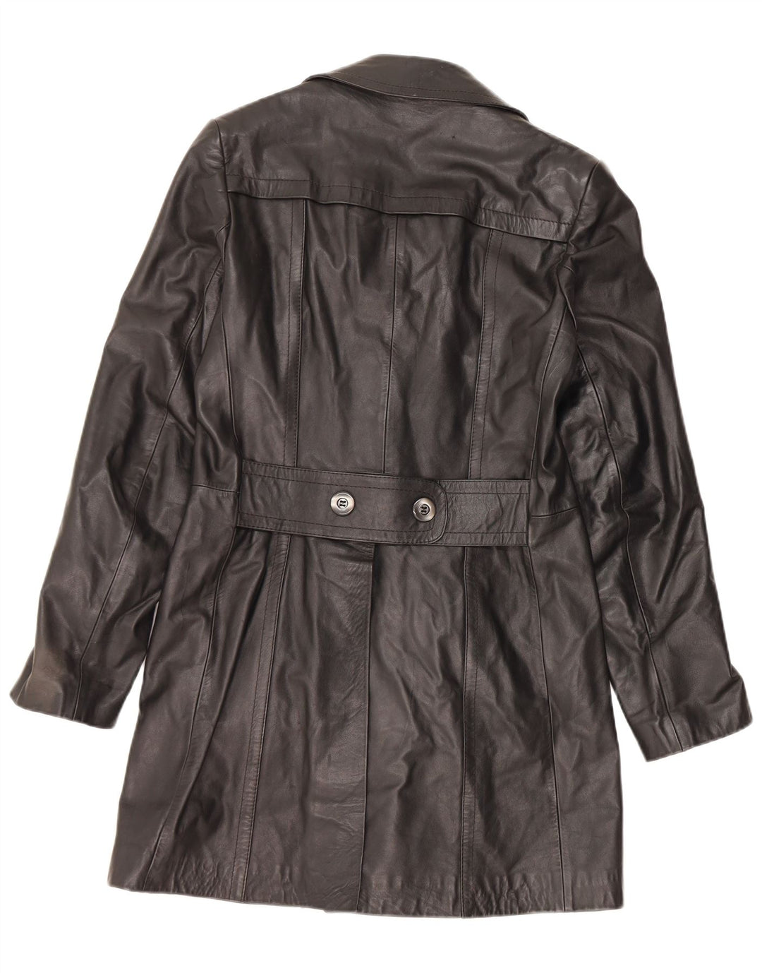 VINTAGE Manteau en Cuir Homme IT 48 Cuir Noir Moyen