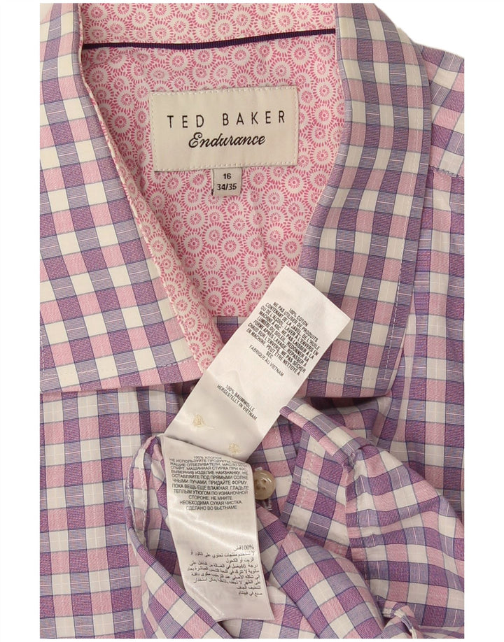 Ted Baker Chemise Homme Taille 16 Grand Coton à Carreaux Violet