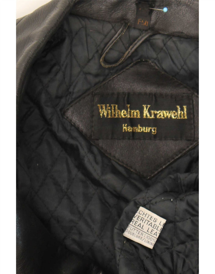 Wilhelm Krawehl Veste de motard en cuir pour homme EU 50 Medium Noir