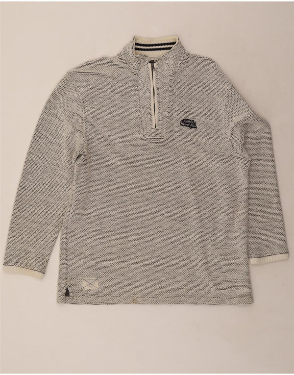 Weird Fish Pull à col zippé pour homme Gris Taille L