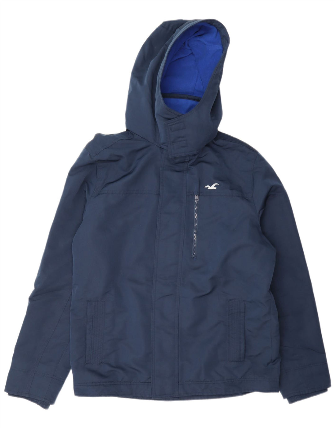 Hollister Veste coupe-vent à capuche pour hommes UK 40 Large Bleu marine Polyester