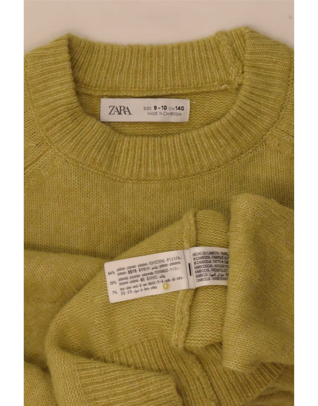 Zara Pull ras du cou pour garçon 9-10 ans Vert Polyester