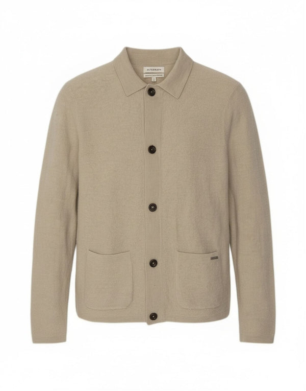 Marks & Spencer Pull Cardigan Autograph Homme Laine Mérinos Beige Moyen