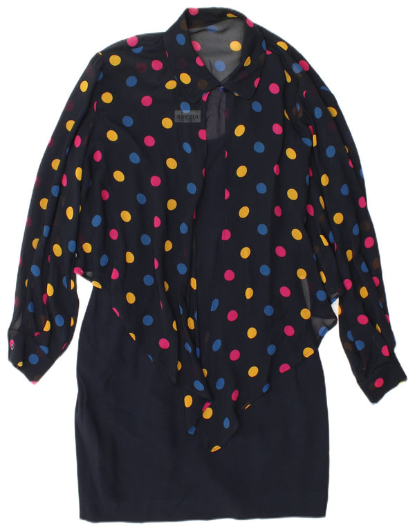 Arezia Robe fourreau à nouer sur le devant pour femme UK 10 Petit Bleu marine à pois