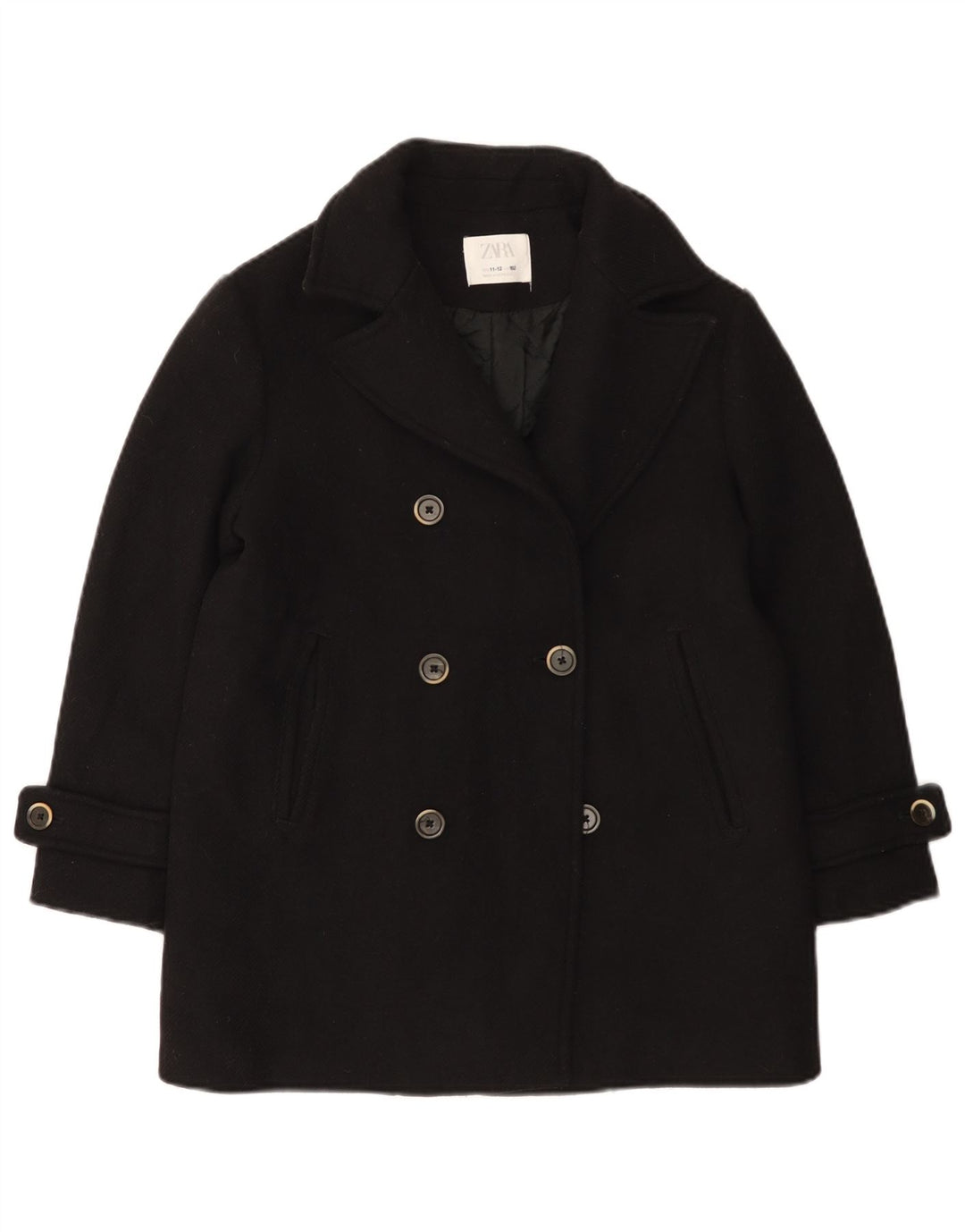 Zara Caban Filles 11-12 ans Laine Noir