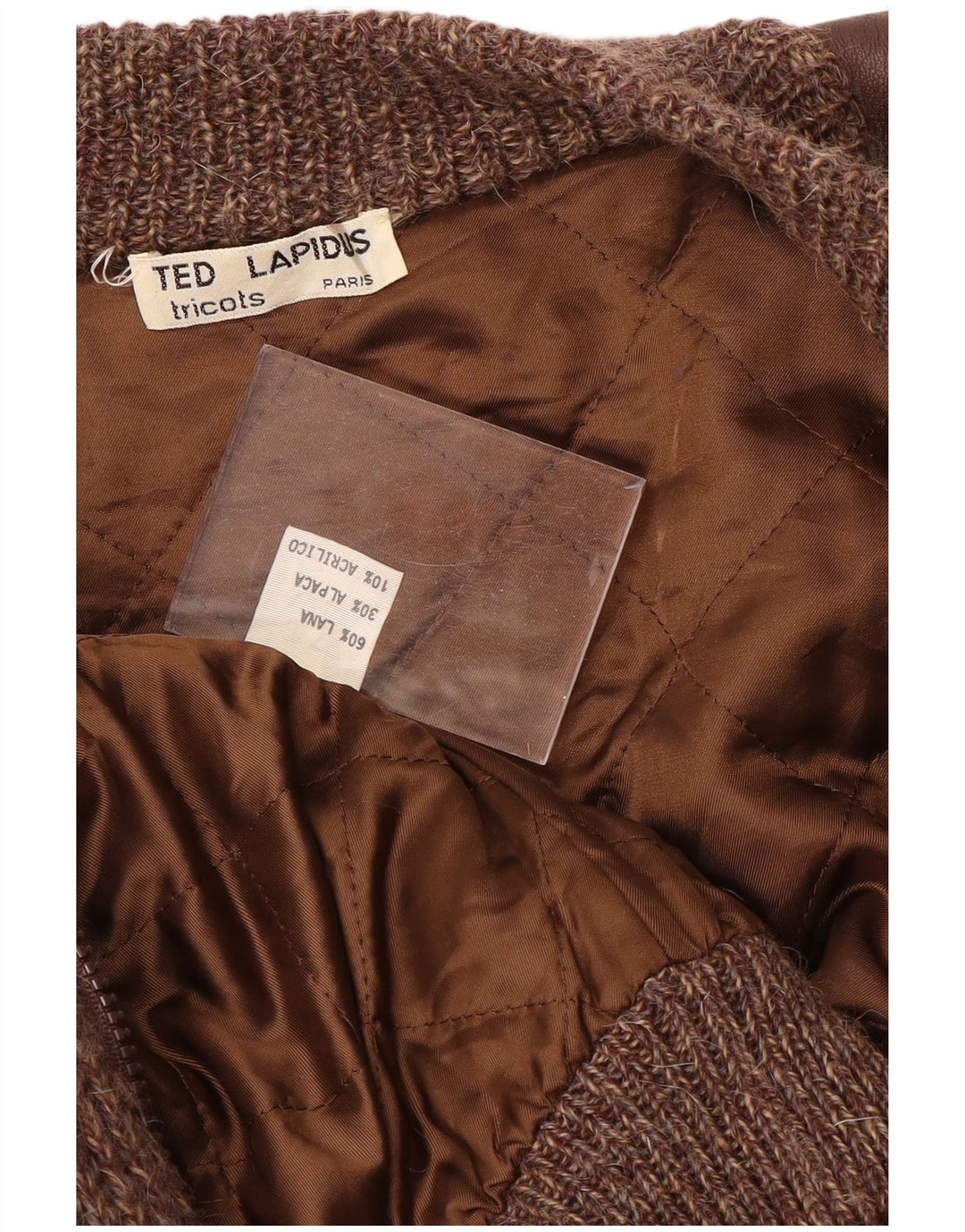 Ted Lapidus Veste Bomber En Tricot Pour Homme IT 52 XL Laine Mouchetée Marron
