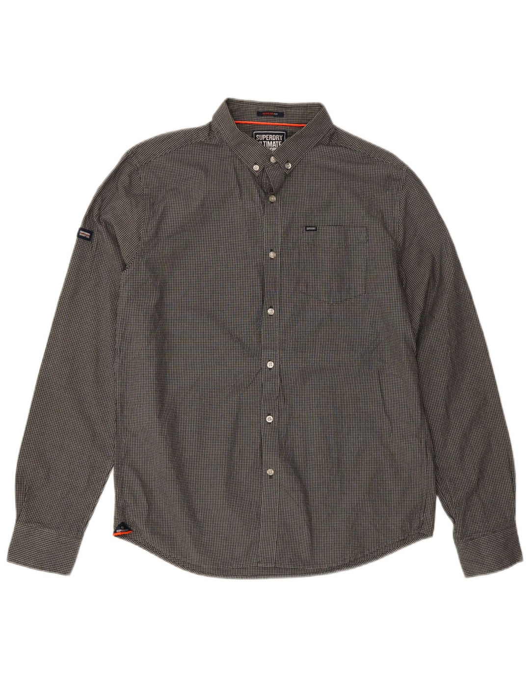 Superdry Chemise Regular Fit Homme Gris Carreaux Coton