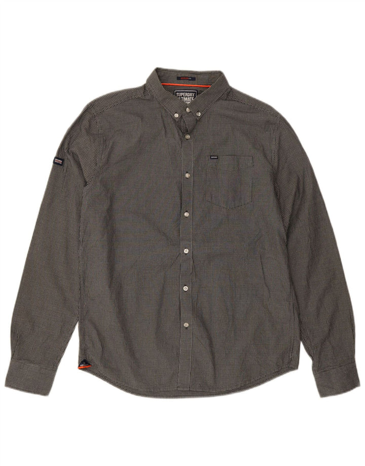 Superdry Chemise Regular Fit Homme Gris Carreaux Coton