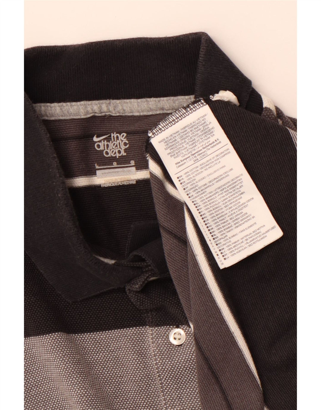 NIKE Polo Homme Large Gris Rayé Coton