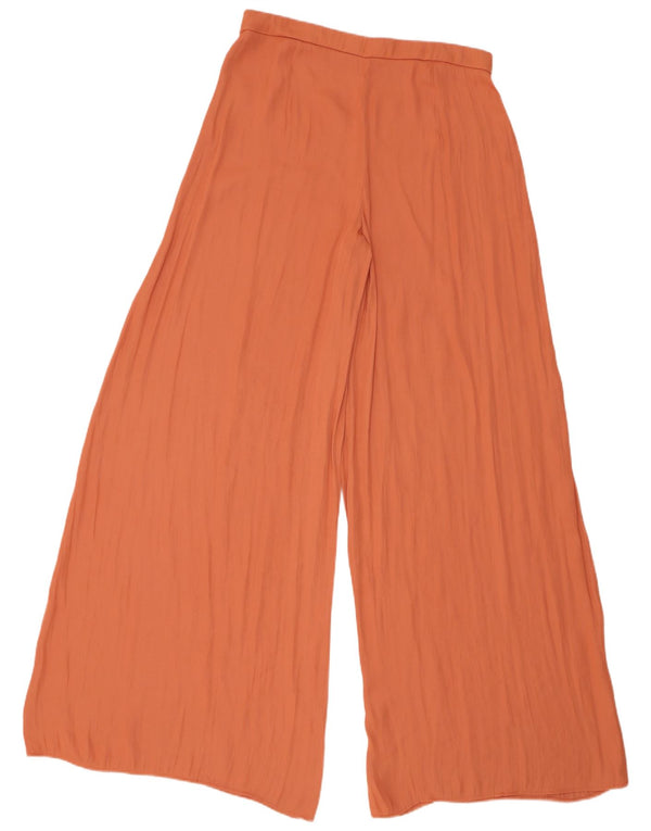 Zara Pantalon large taille haute pour femme Large W30 L35 Orange Polyester