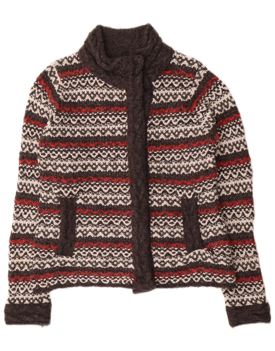 Per Una Pull Cardigan Femme UK 44 Acrylique Rayé Gris Moyen