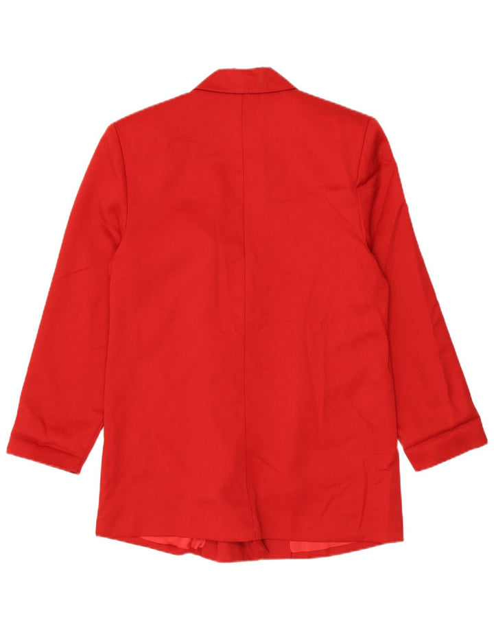 vintage Femmes Longline Double Breasted Blazer Veste UK 14 Rouge Moyen
