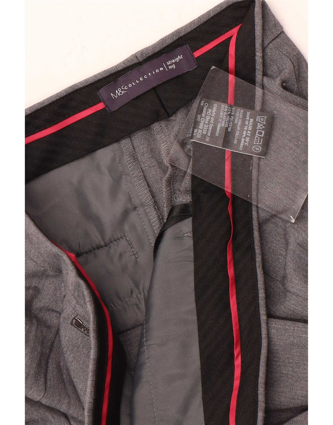 Marks & Spencer Pantalon de costume droit pour femme UK 12 Medium W30 L28 Gris