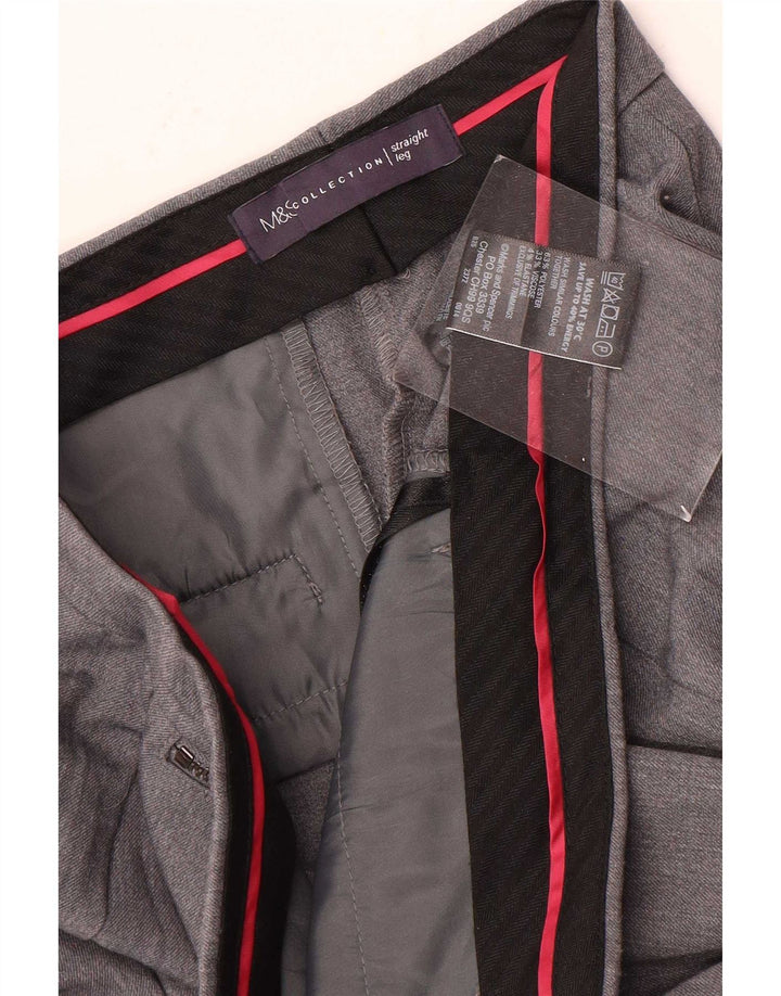 Marks & Spencer Pantalon de costume droit pour femme UK 12 Medium W30 L28 Gris