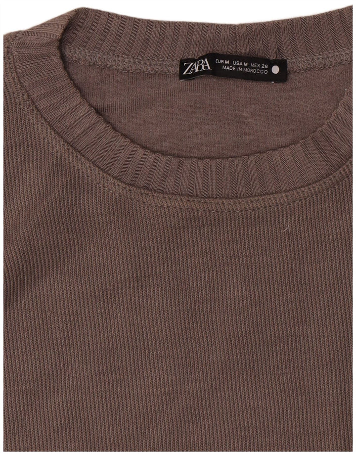 Zara Femme Haut Oversize Manches Longues UK 14 Marron Moyen