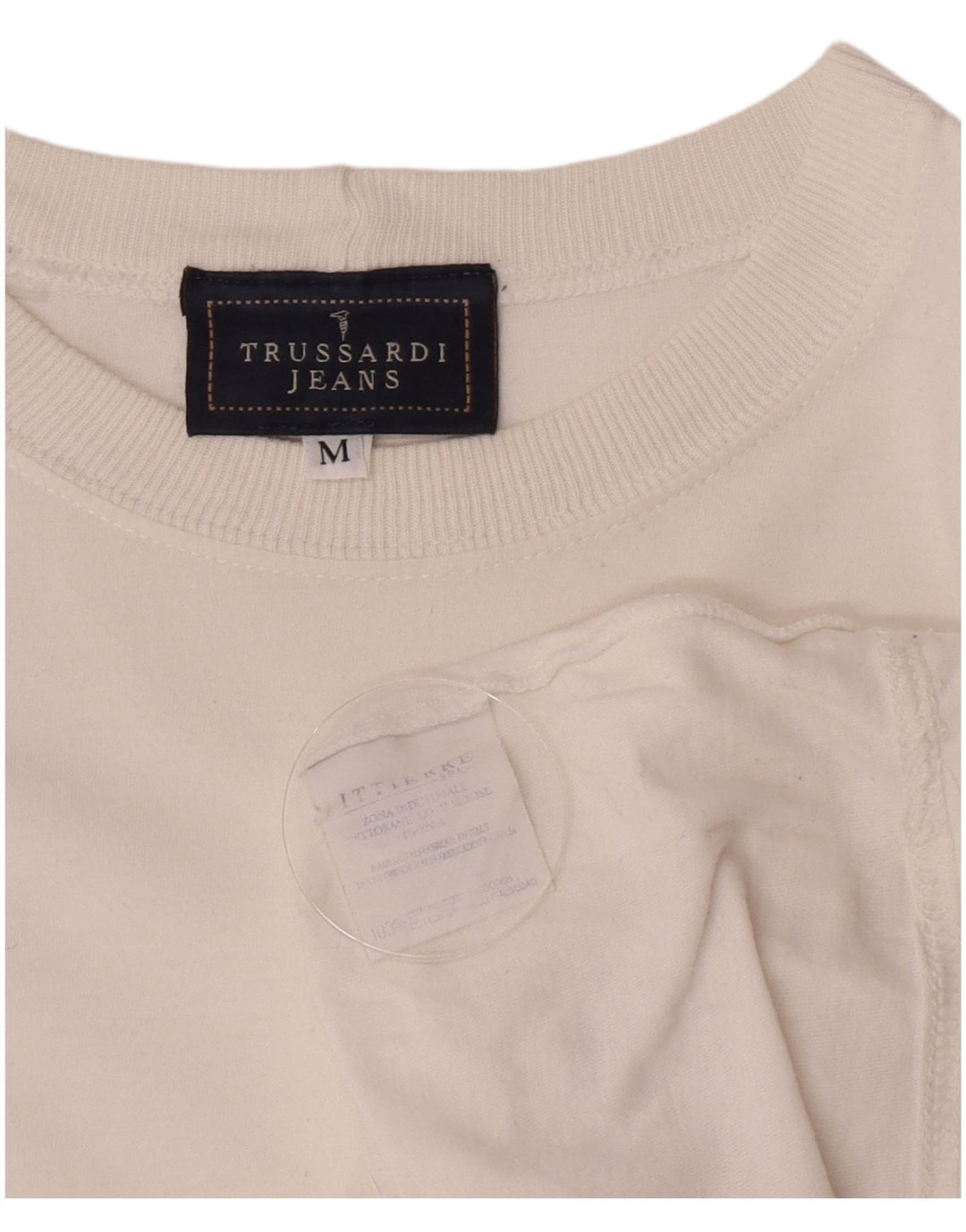 Trussardi Jeans Haut T-Shirt Graphique Blanc Moyen Coton Homme