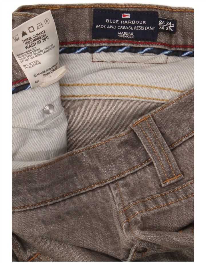 Marks & Spencer Jean droit Blue Harbor homme W34 L29 coton gris