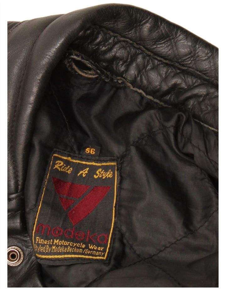 Modeka Veste de course en cuir pour homme IT 56 2XL Noir Moto