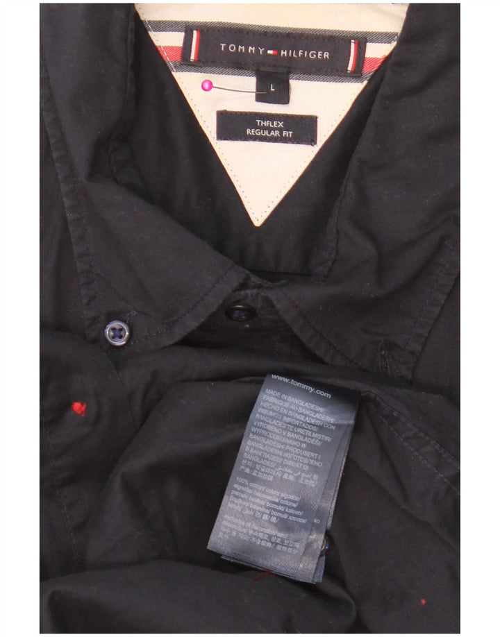 TOMMY HILFIGER Chemise Regular Fit Homme Large Bleu Marine Coton