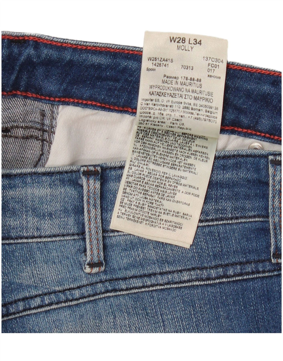 Wrangler Jean Slim Molly Femme W28 L34 Bleu Coton