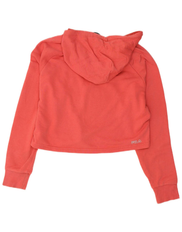 Fila Pull à capuche court graphique surdimensionné pour femme UK 6 XS Rose