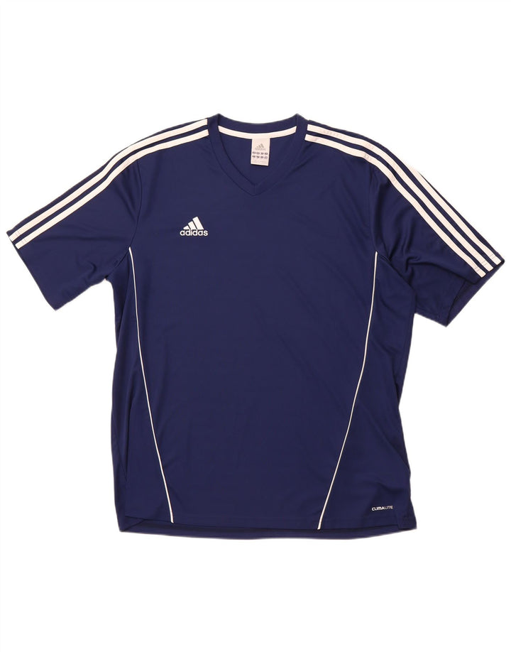 ADIDAS Homme Climalite T-Shirt Top XL Bleu Marine Polyester