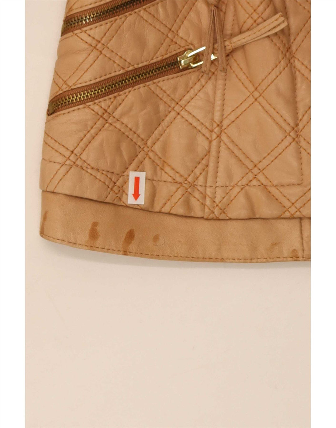 Zara Veste matelassée en simili cuir pour femme UK 8 Small Beige Polyester
