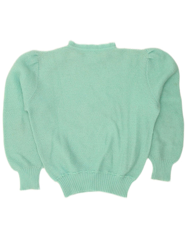 vintage Womens Crew Neck Jumper Pull UK 14 Grand Turquoise