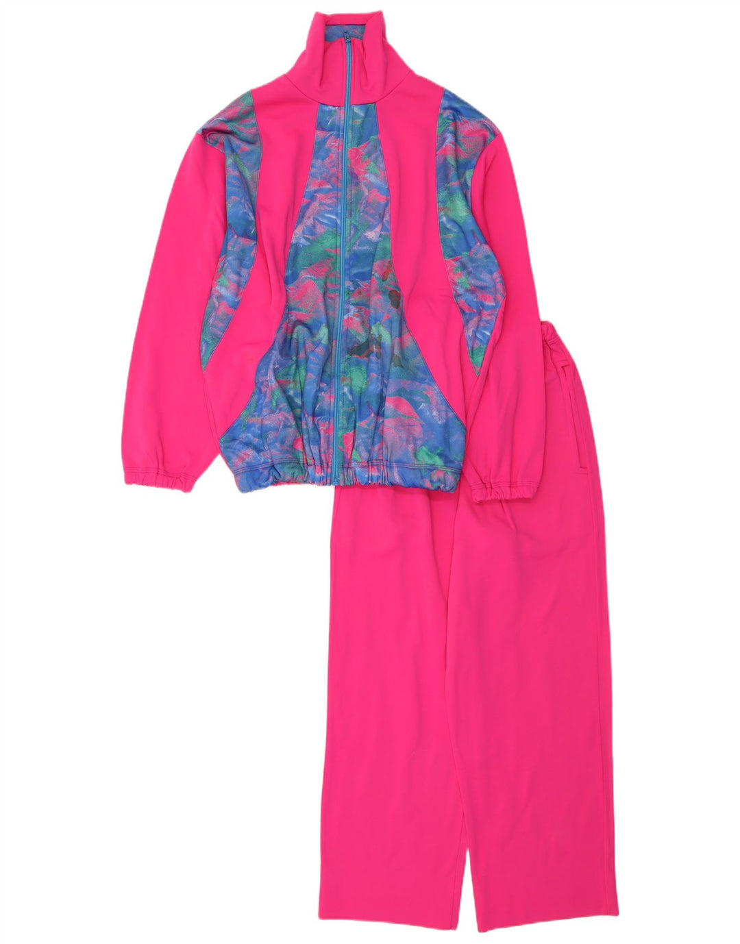 vintage Womens Full Survêtement UK 16 Grand Colorblock Rose