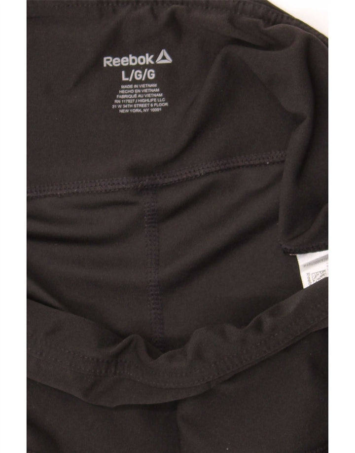Reebok Legging Capri Graphique Femme UK 14 Large Noir