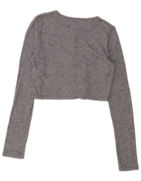 Zara Womens Crop Cardigan Pull UK 10 Petit Gris Viscose