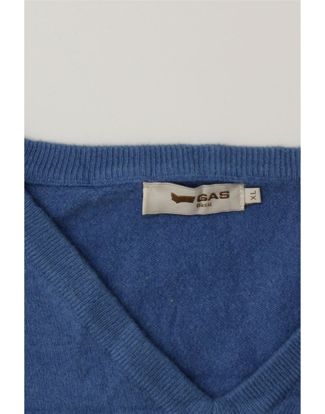GAS Pull Col V Homme XL Bleu Laine