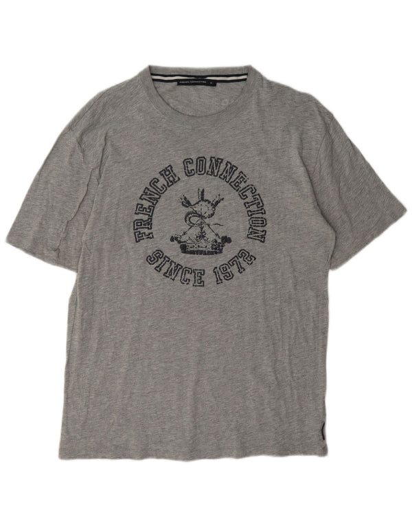 French Connection T-Shirt Graphique Homme Gris Moyen Moucheté Coton