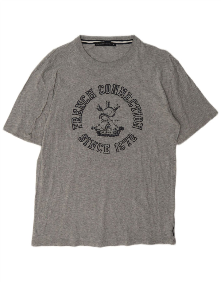 French Connection T-Shirt Graphique Homme Gris Moyen Moucheté Coton