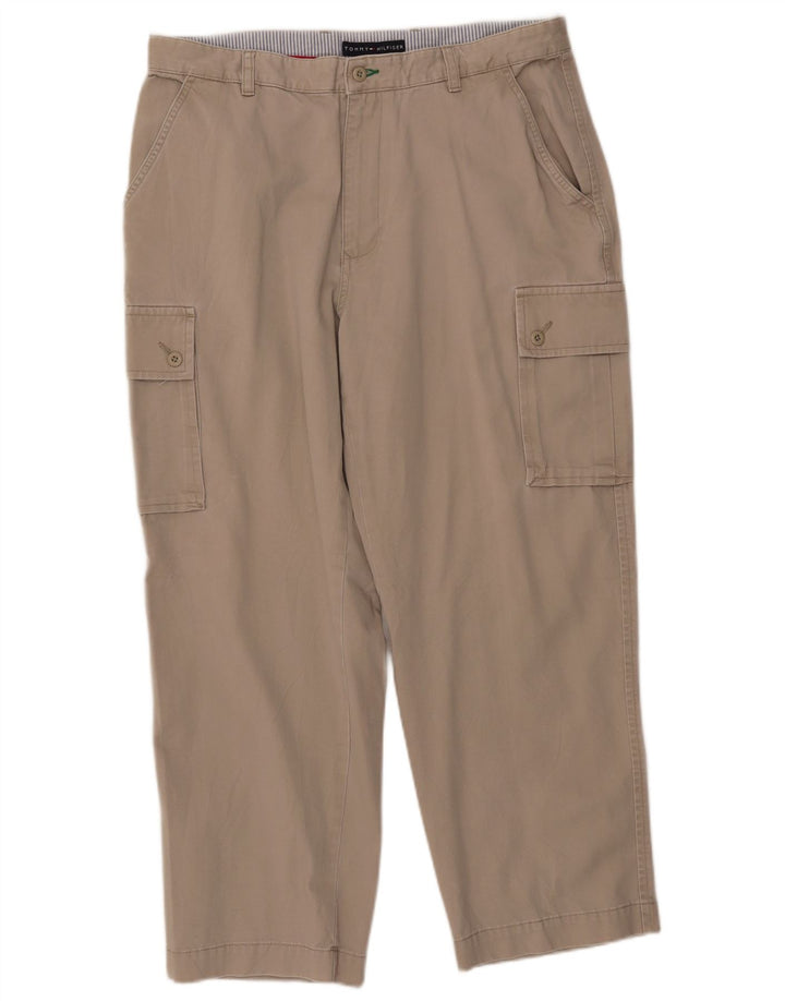 TOMMY HILFIGER Pantalon Cargo Droit Homme W36 L29 Coton Beige
