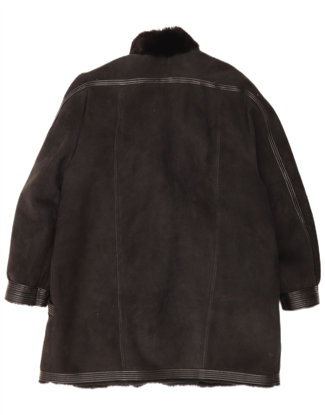 vintage Womens Shearling Coat UK 16 Grand Noir