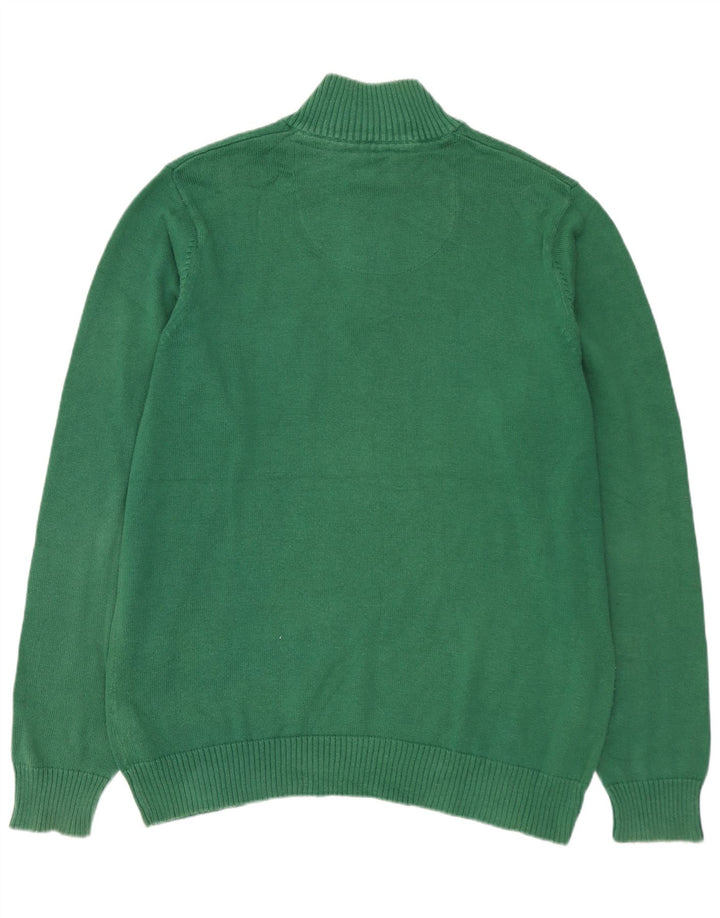 MARKS & SPENCER Pull Col Zippé Homme Vert Moyen Coton