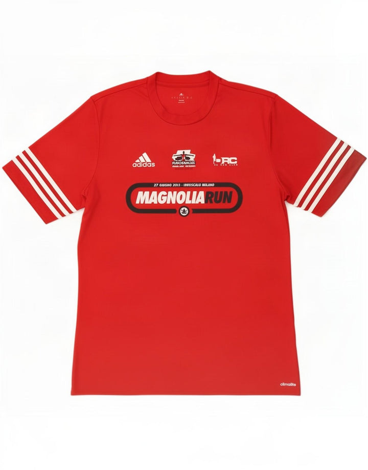 Adidas Mens Climalite Graphic T-Shirt Top Large Rouge Polyester