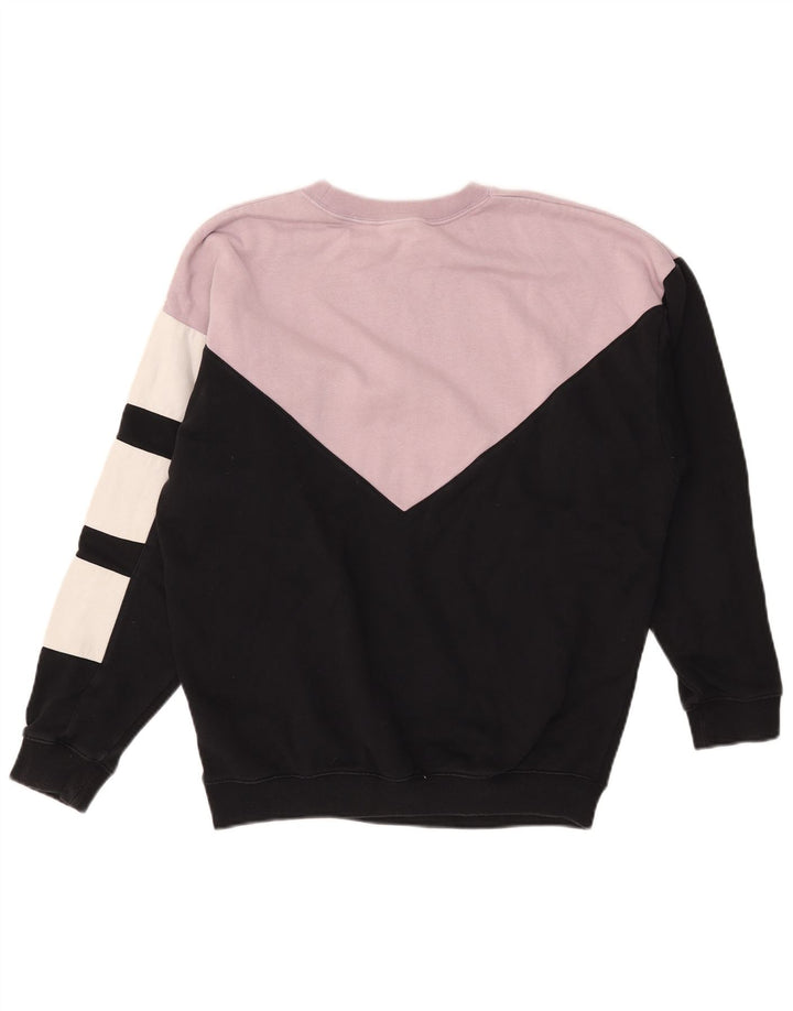 Adidas Sweat-shirt surdimensionné pour femme UK 12 Noir moyen Colourblock