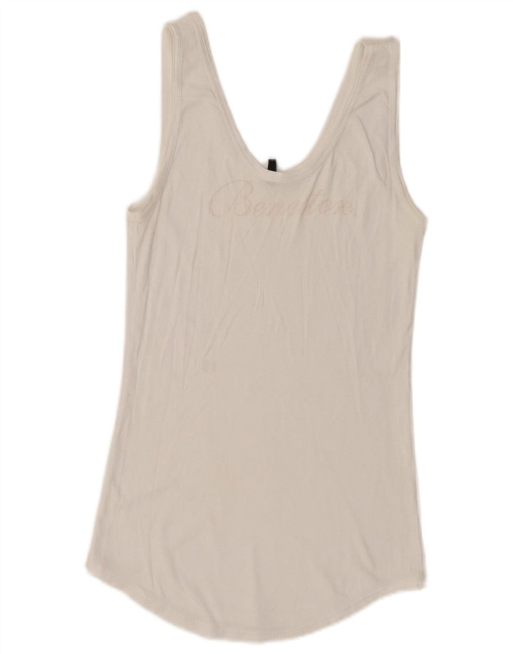 Benetton Débardeur Graphique Femme UK 6 XS Blanc