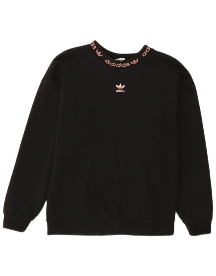 Adidas Sweat-shirt surdimensionné graphique pour femme UK 4 petit coton noir