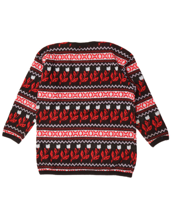 vintage Mens Crew Neck Jumper Pull Moyen Multicolore Floral Acrylique