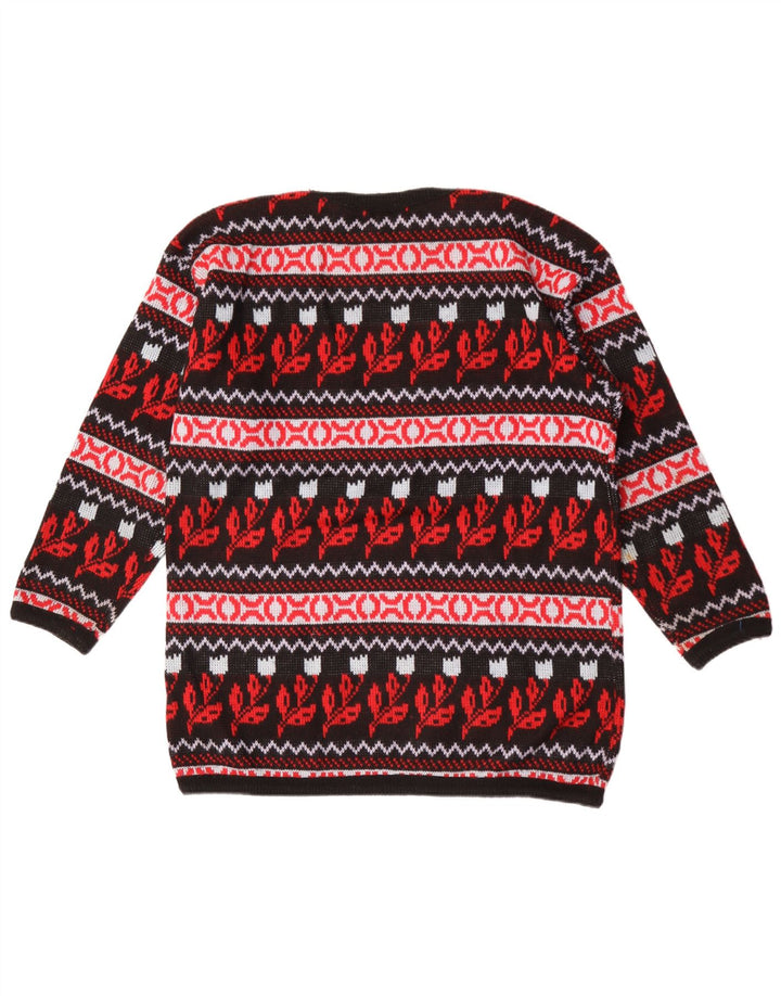 vintage Mens Crew Neck Jumper Pull Moyen Multicolore Floral Acrylique