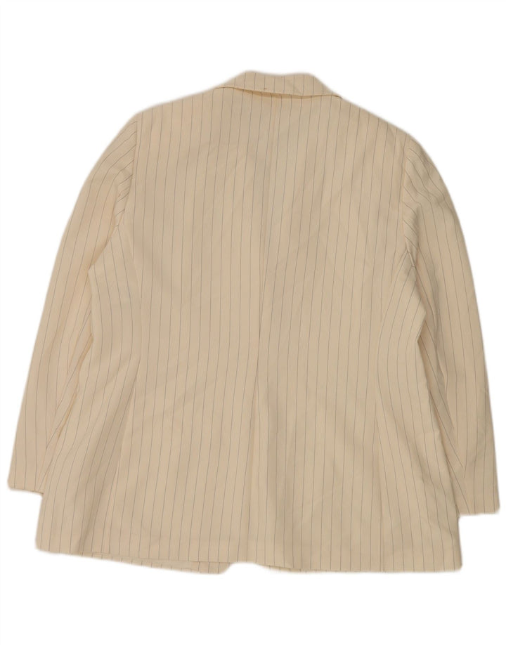 Marks & Spencer Veste blazer à 2 boutons pour femme UK 20 2XL Blanc à fines rayures