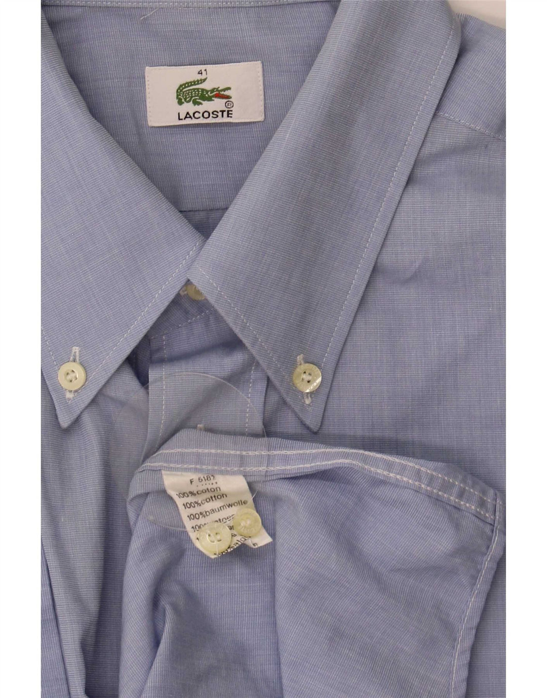 Lacoste Chemise à manches courtes pour hommes Taille 41 Grand coton bleu
